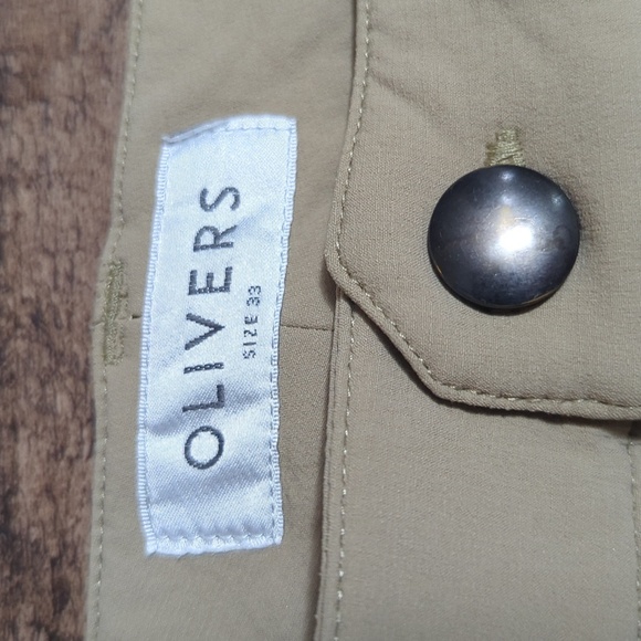 Olivers Apparel Capital Flat Front Performance Shorts Size 33x8" in Khaki Tan - Picture 4 of 7